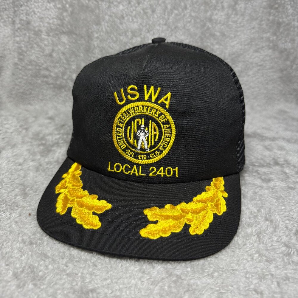 Vintage USA Made United Steelworkers Union USWA Local 2401 Trucker Hat Snapback